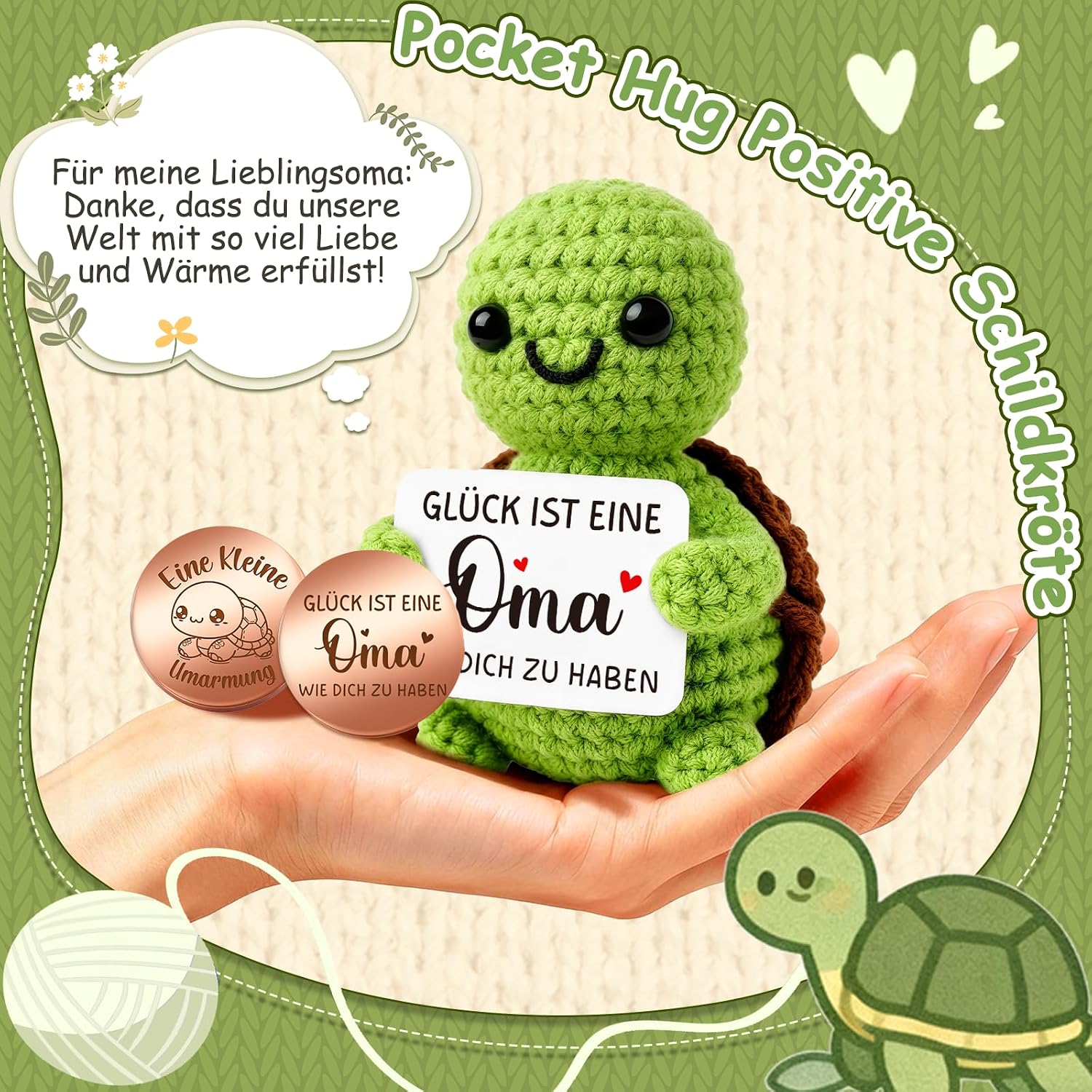 Detalle 1 de Giftota Oma Geschenk Pocket Hug Schildkröte