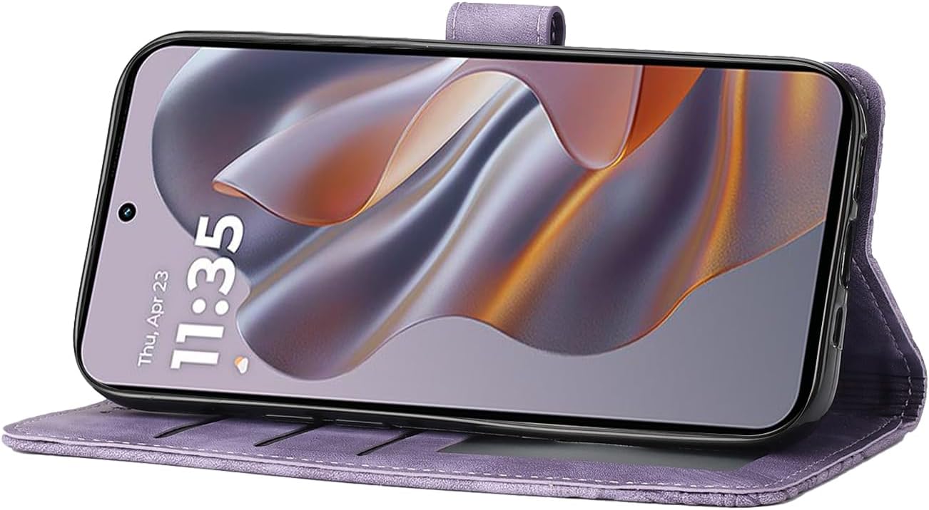 Detalle de CXTCASE Handyhülle für Motorola Edge 50 Neo – Flip Case mit Kartenfächern, PU-Leder und Magnetverschluss in Lila