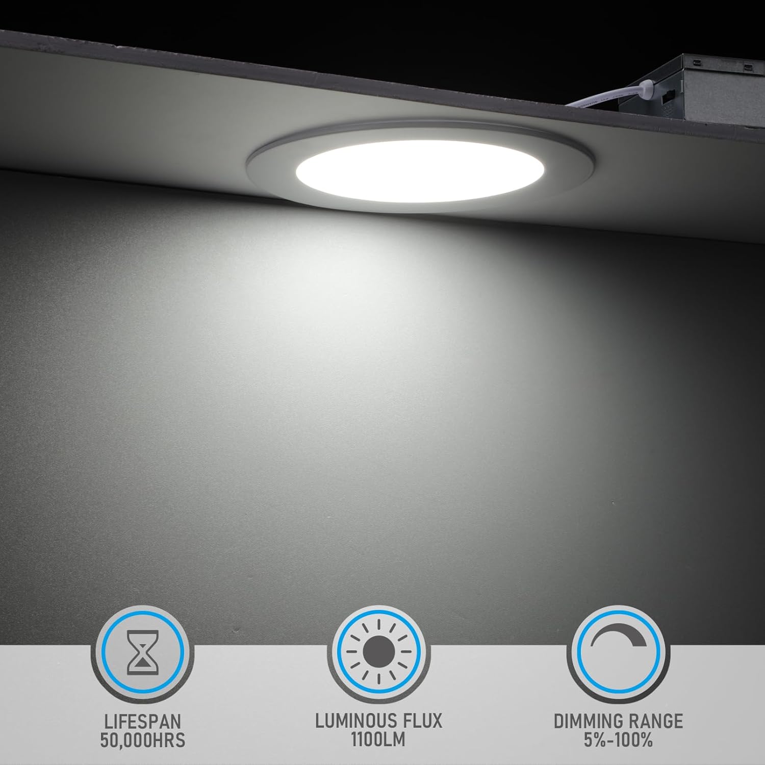 Detalle de TORCHSTAR Basic Series 12-Pack 6-Inch Ultra-Thin LED Recessed Lights (CRI90, 5000K, IC-Rated)