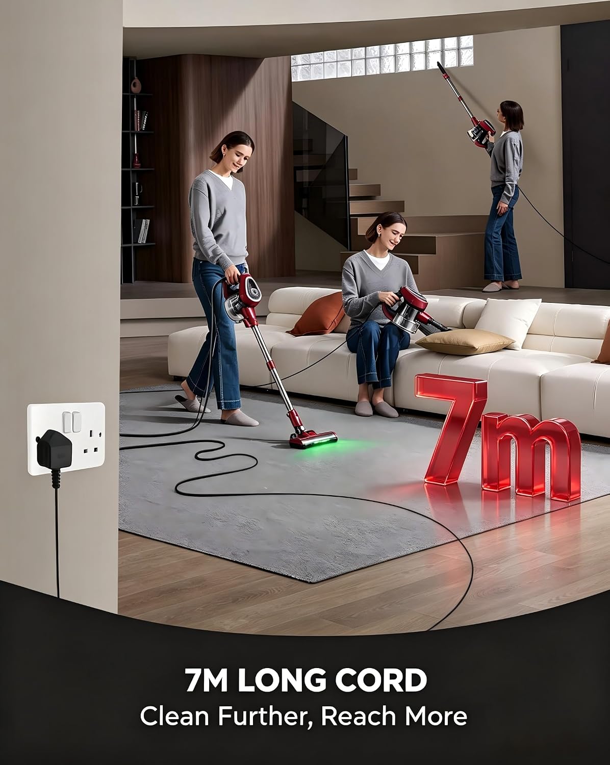 Thumbnail 4 de Vexilar Corded Vacuum Cleaner 60KPa/600W: Deep-Clean, Self-Standing 6-in-1 with LED Headlights