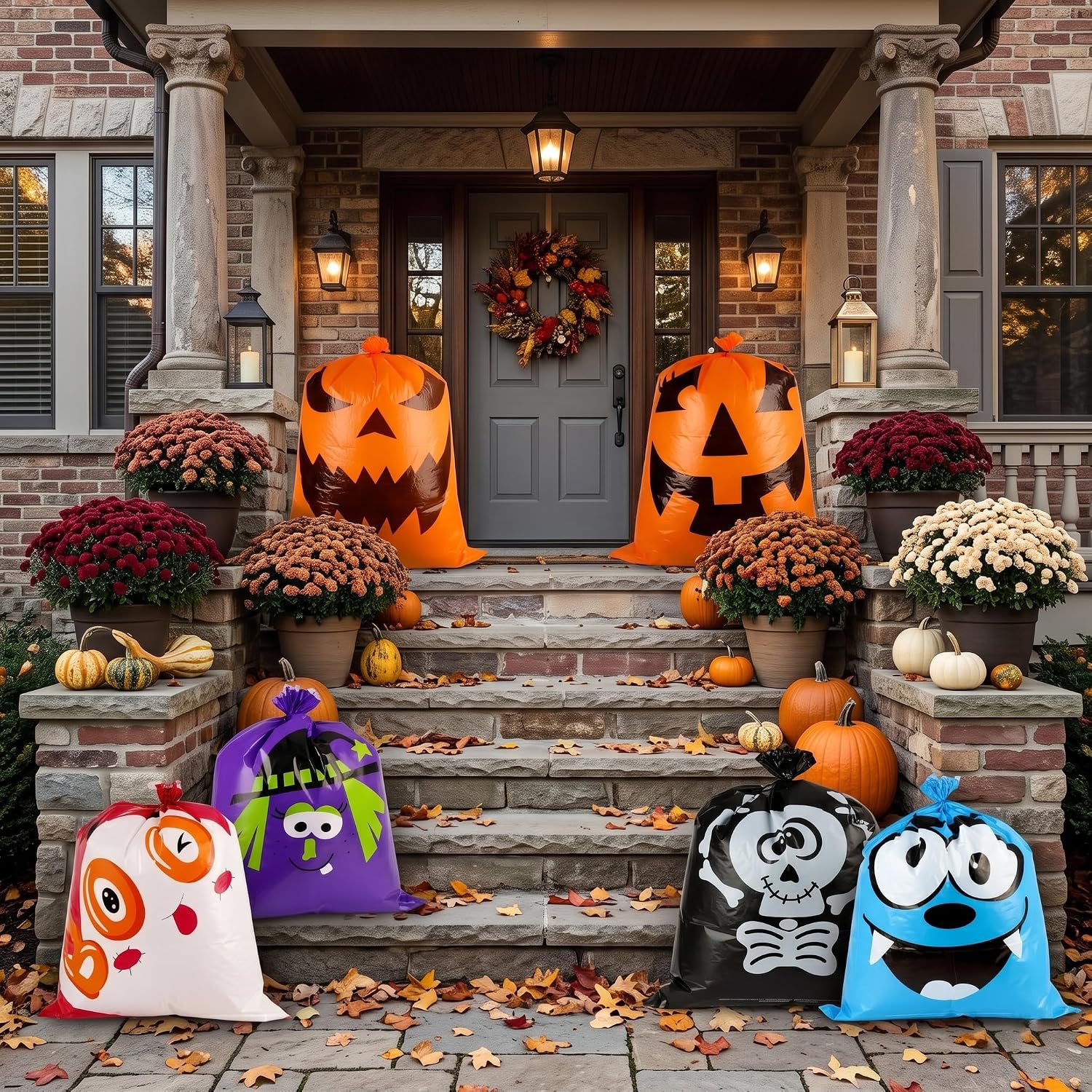 Thumbnail 6 de HOIIOH 12 Halloween Leaf Lawn Bags, Reusable Plastic, 2 Sizes