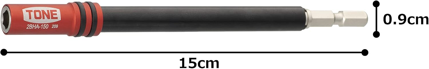Detalle 2 de トネ(TONE) HP2BHA-150 電動ドリル用ビットホルダー 6.35mm対応・全長150mm・レッド