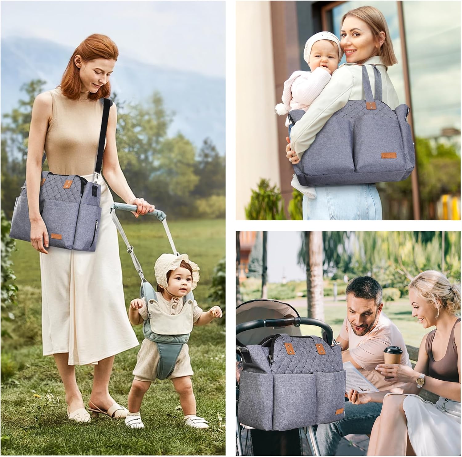 Detalle de Lekebaby Große Wickeltasche Bote mit Wickelunterlage – 19 Fächer, Reisewindeltasche für Mama und Papa