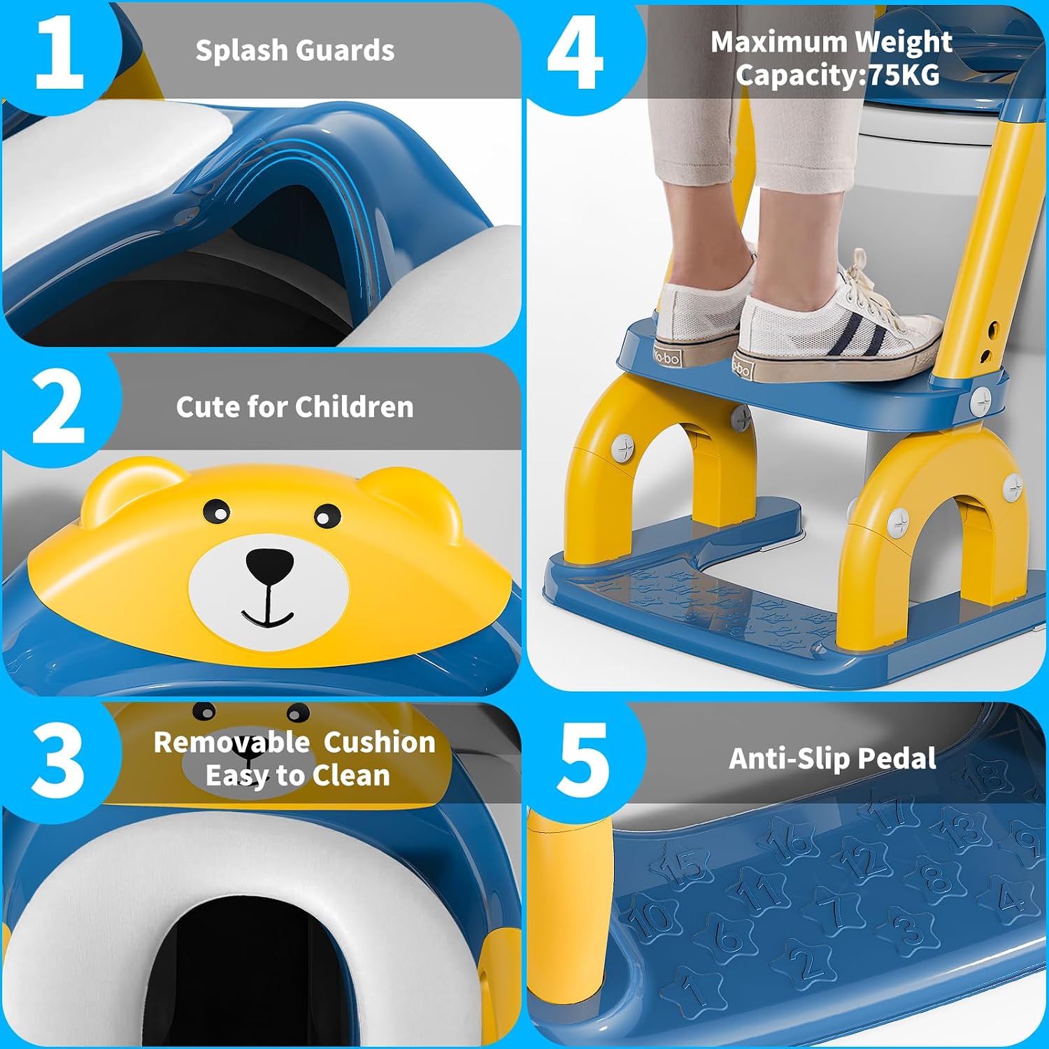 Thumbnail 5 de KYYOKE Toilettensitz für Kinder mit Treppe (2-in-1) – höhenverstellbarer WC-Aufsatz fürs Töpfchentraining