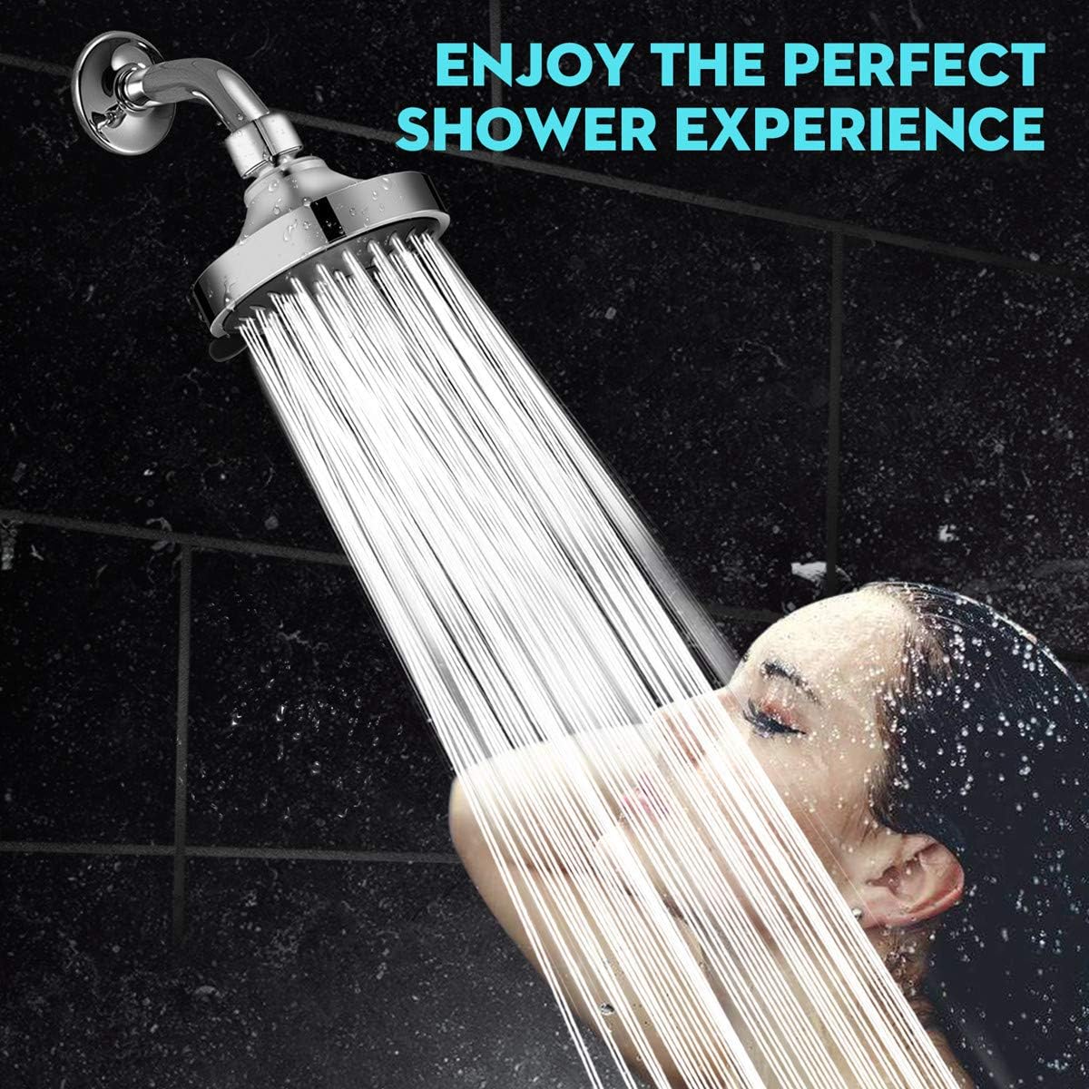 Detalle de WarmSpray 22F21652 Fixed Shower Head, 5 Spray Settings, 4-Inch Chrome