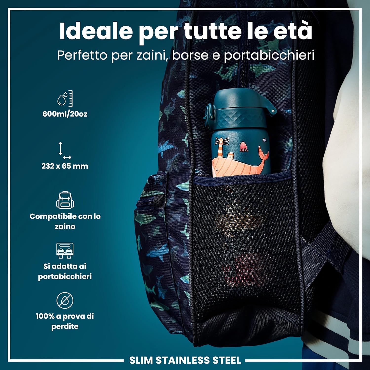 Thumbnail 1 de Ion8 Borraccia Inox Leggero 600ml – non isolata, antigoccia e lavabile in lavastoviglie