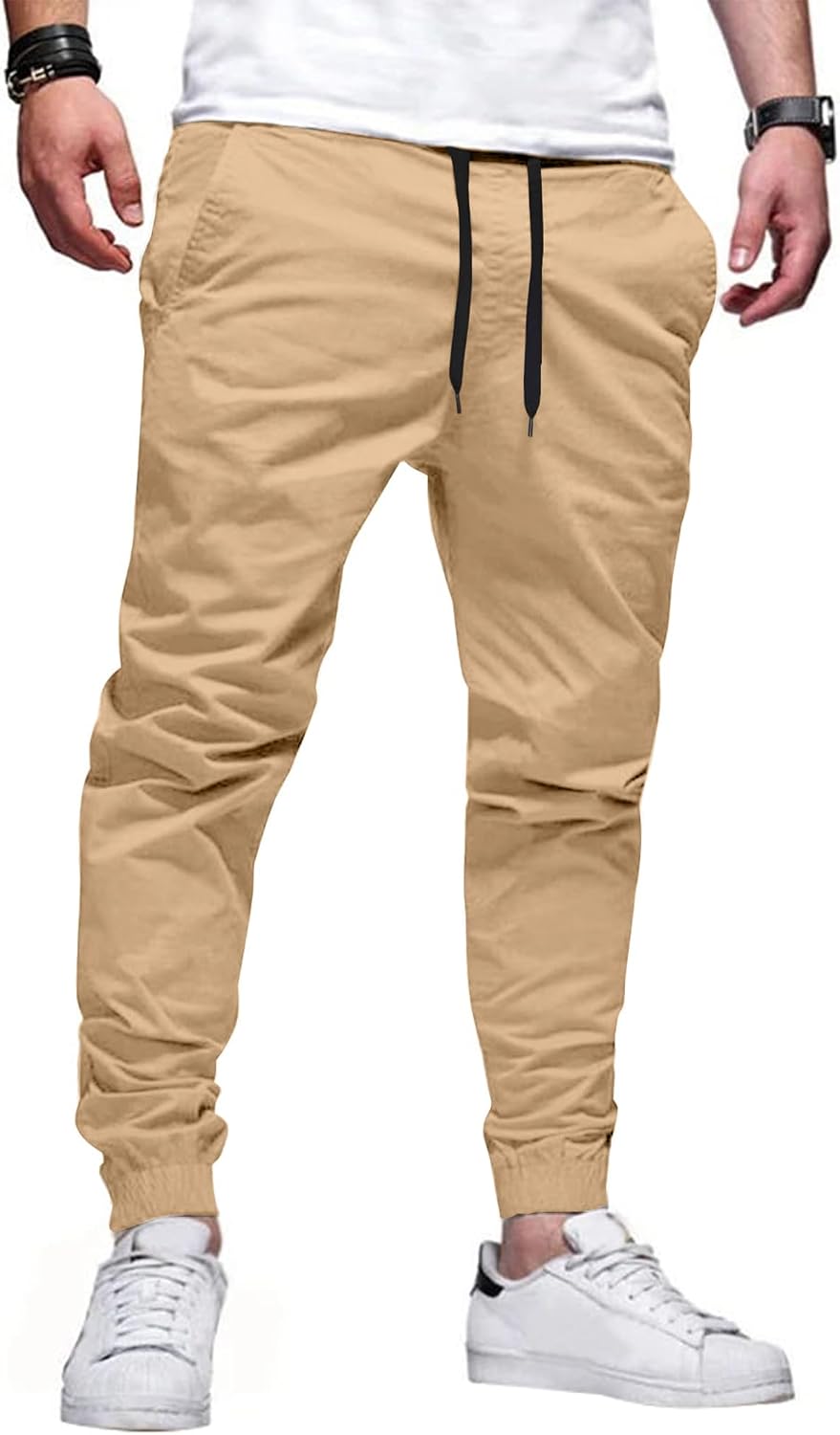 Detalle de HOTake MBC252405012 Men's Casual Chino Jogger Pants, Tapered Fit