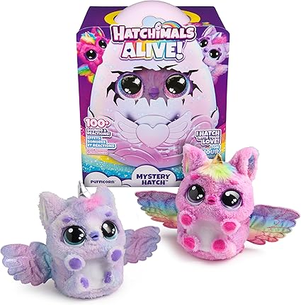 Detalle de HATCHIMALS Alive Pufflecorn Peluche Interactivo con Luz y Sonidos 🦄