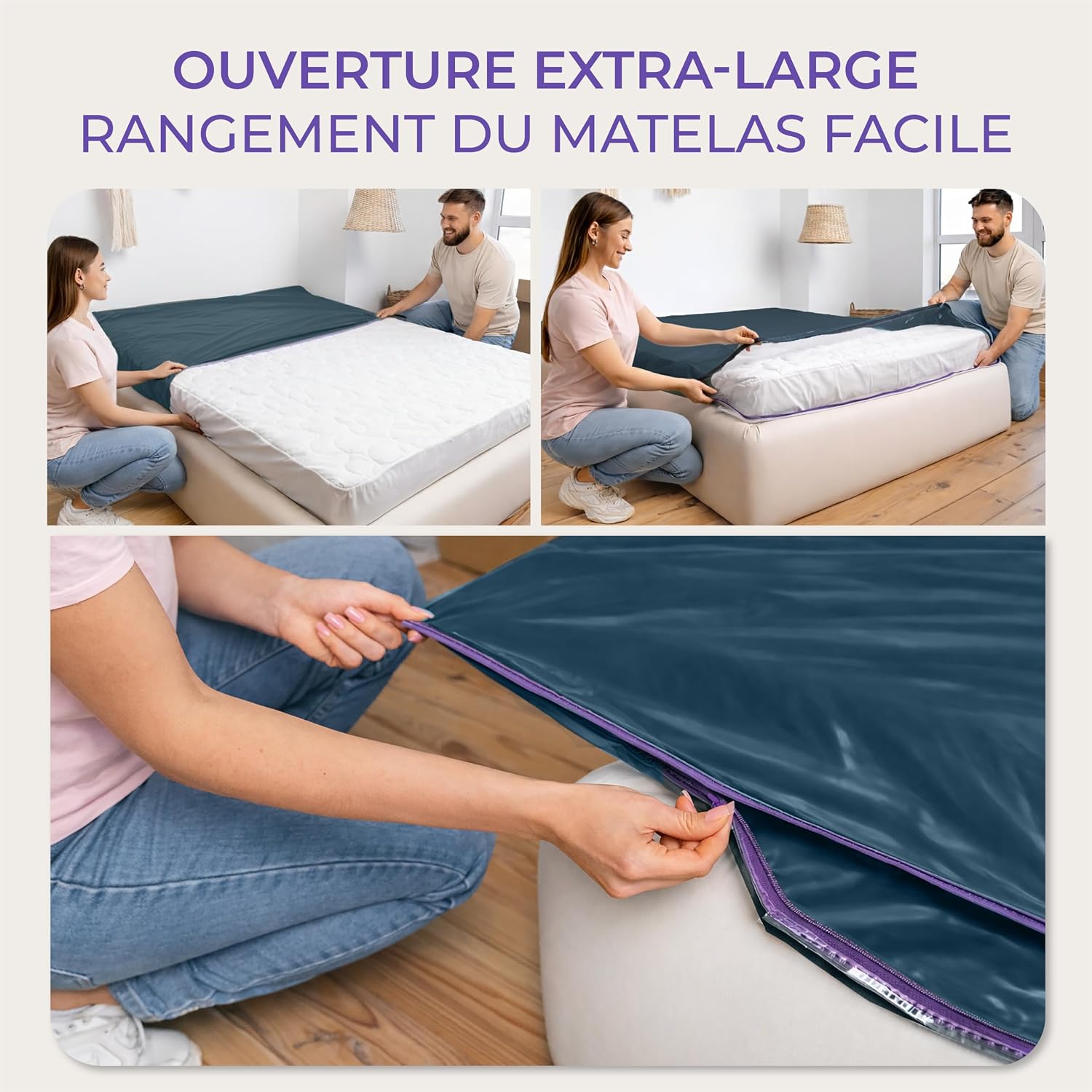 Detalle de Lot de 2 housses de protection Dreamzie pour matelas 70x140 cm (plastique opaque, fermeture éclair, épaisseur 20 cm)