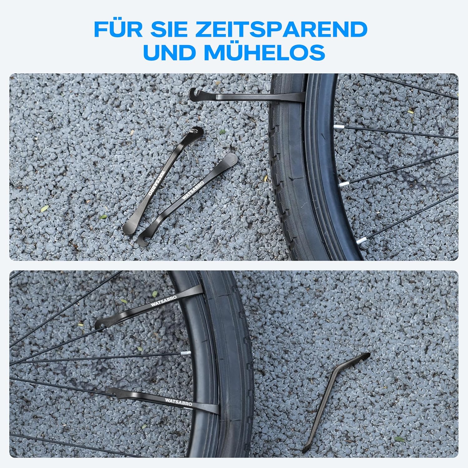 Thumbnail 4 de WATSABRO Fahrrad-Reifenheber-Set, 3 Stück – Metall, robuster Dreierpack für Reifenwechsel, schwarz