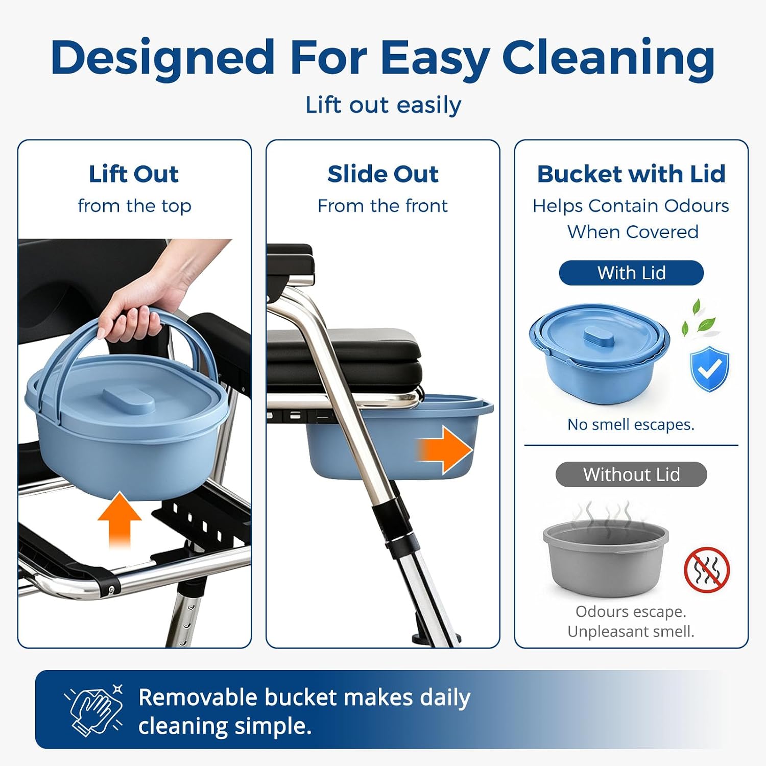 Thumbnail 5 de YOGFWV Foldable Commode Toilet Chair with Height Adjustable Frame