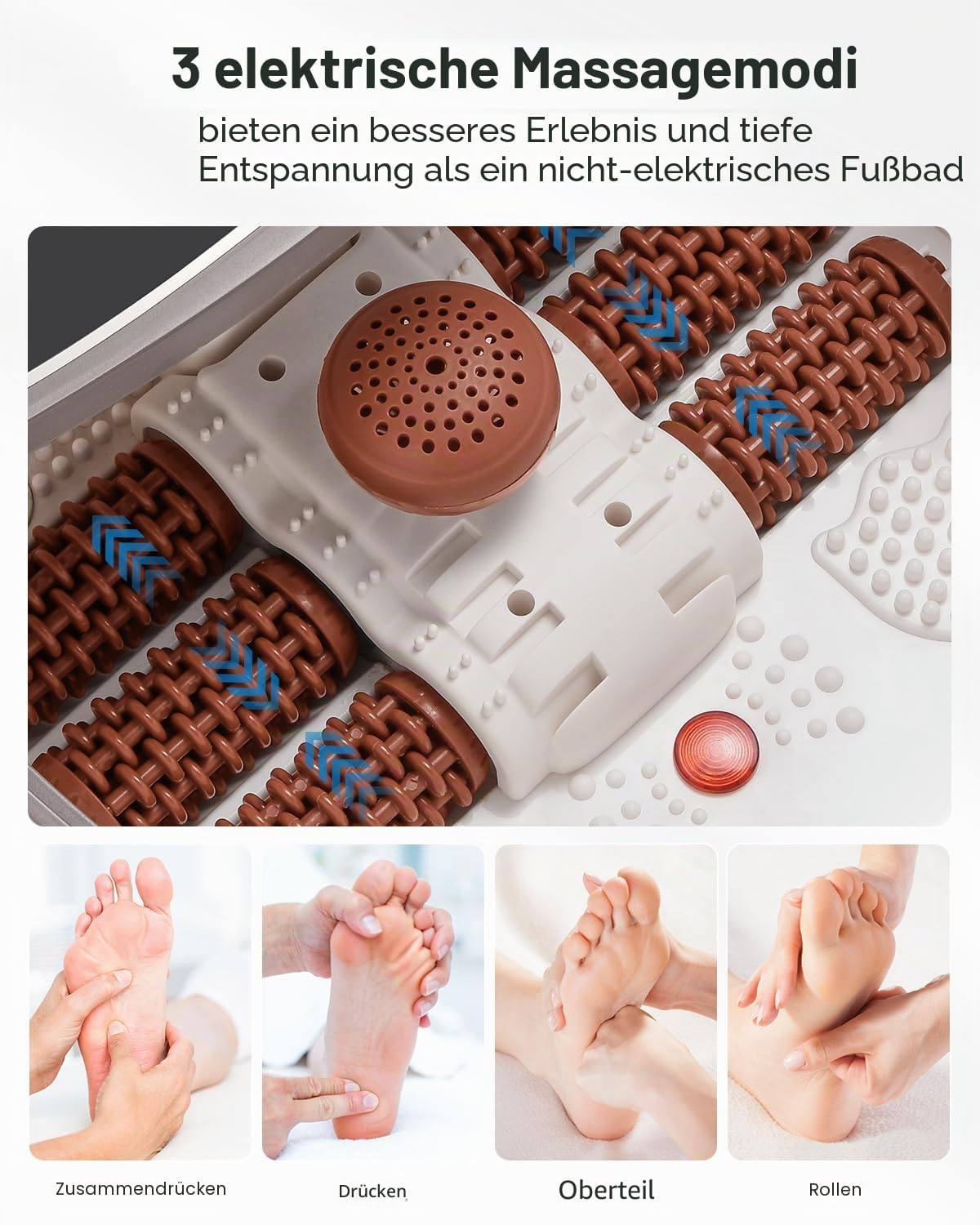 Detalle 2 de RENPHO Fußbad mit Massagefunktion (elektrisch) – Timer, Temperaturregelung & Sprudelmassage