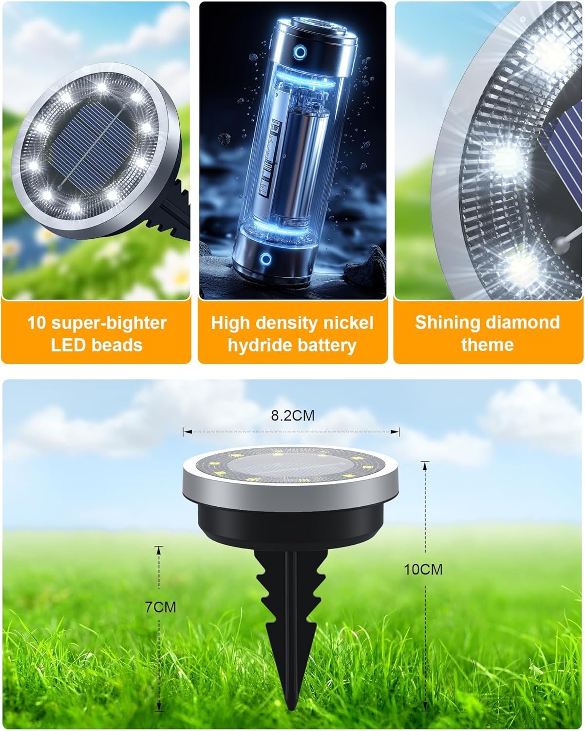Thumbnail 3 de Solar Lights Outdoor Garden, 14 Pack with 10 LED Beads: IP65 Ground Lights for Pathways and Edges
