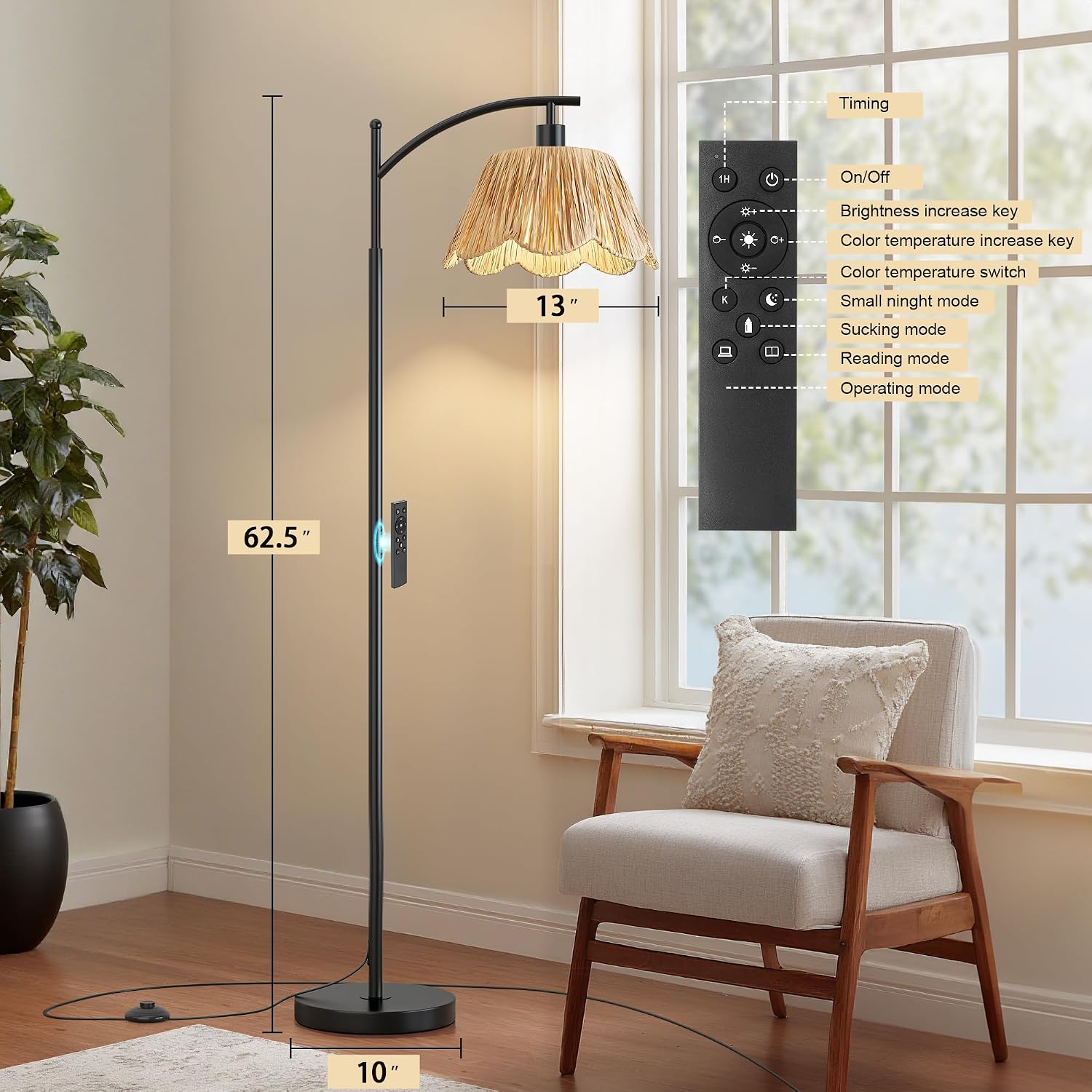 Detalle 2 de Oneach Rattan Floor Lamp