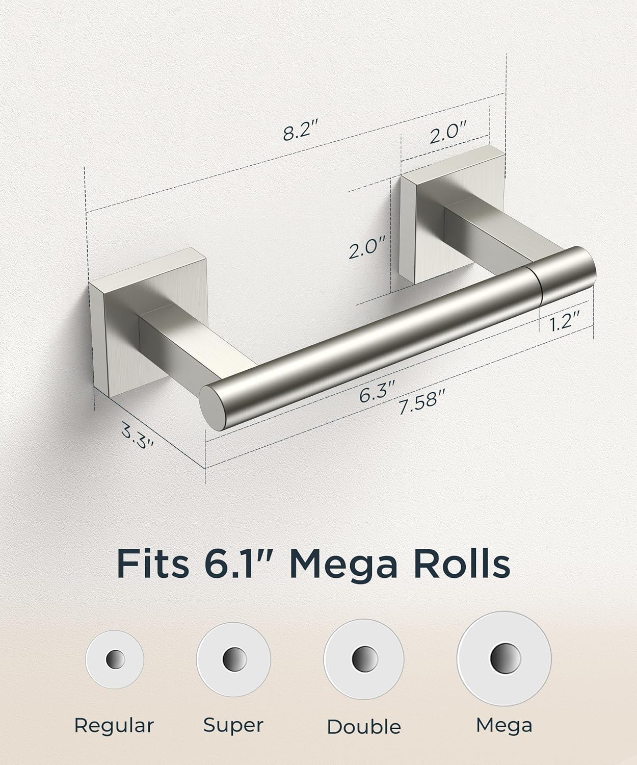 Detalle 2 de FORIOUS FF01124 Wall-Mount Toilet Paper Holder, Brushed Nickel SUS304 Steel