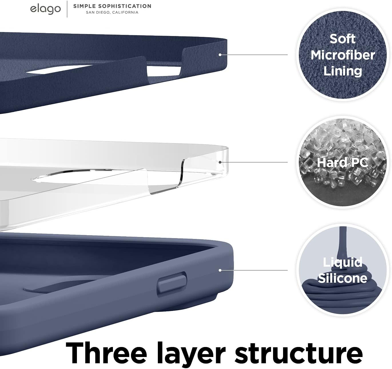 Thumbnail 1 de elago Liquid Silicone Case for iPhone 13 Pro (6.1") in Jean Indigo – full-body 3-layer protection