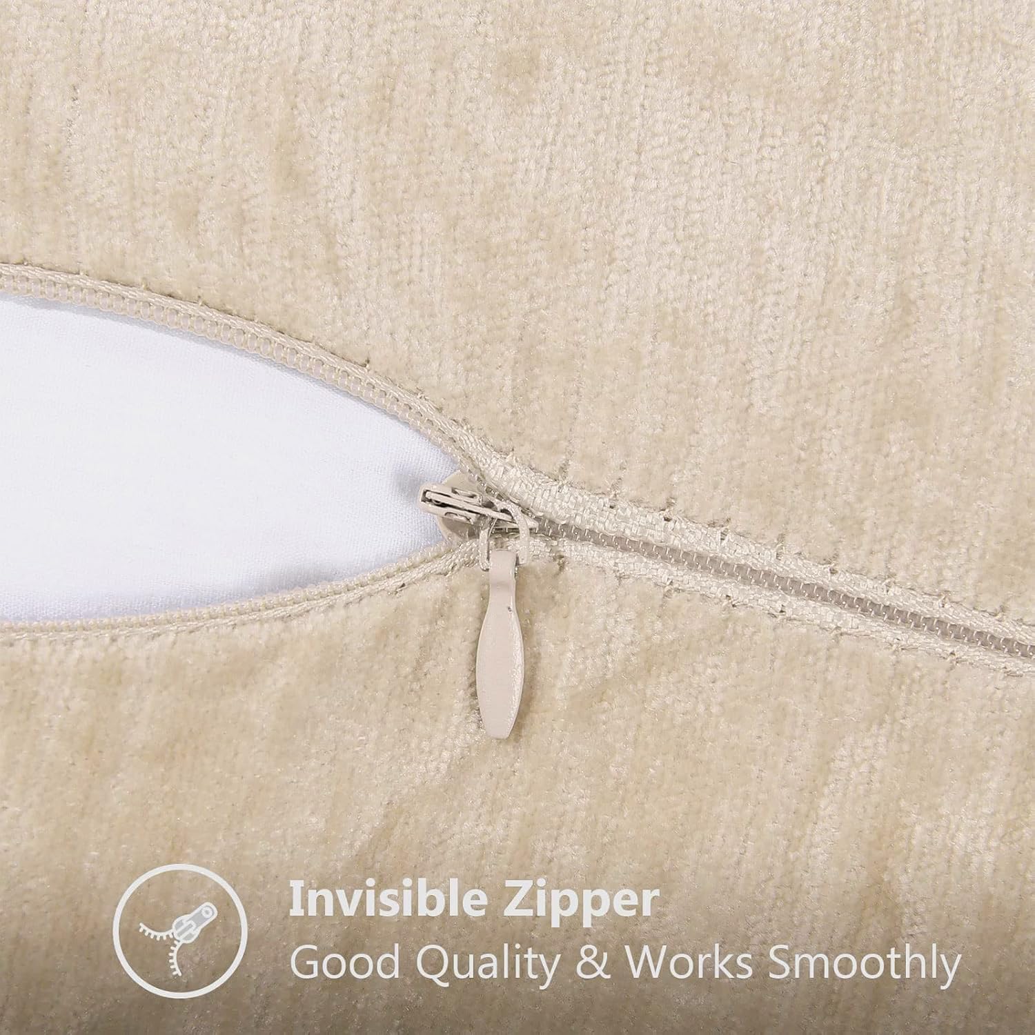Detalle 2 de decorUhome Fall Chenille Soft Cozy Throw Pillow Covers 18x18 (Set of 2) — Beige