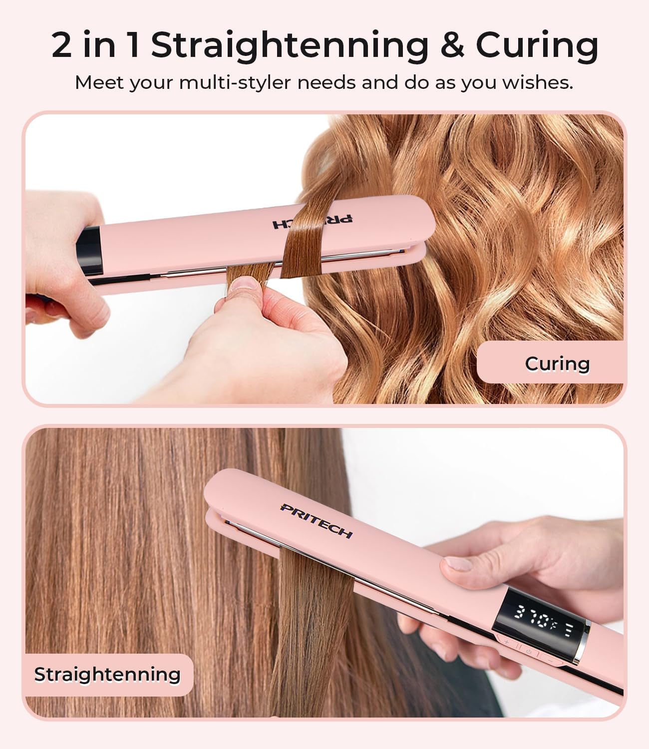 Detalle 2 de Titanium Hair Straightener with Floating Plates 230℃, 60min Auto Shut-Off