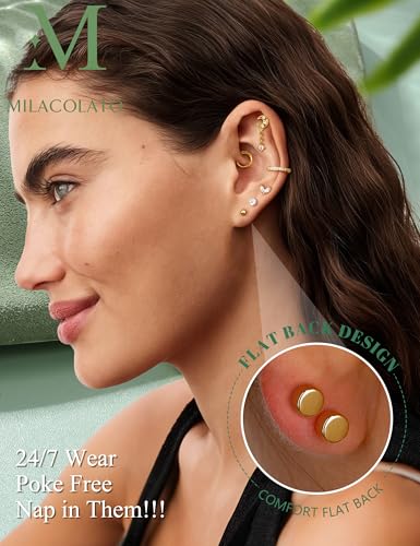 Thumbnail 2 de MILACOLATO Helix Piercing Jewellery – Flat Back Earring Set (316L Surgical Steel)