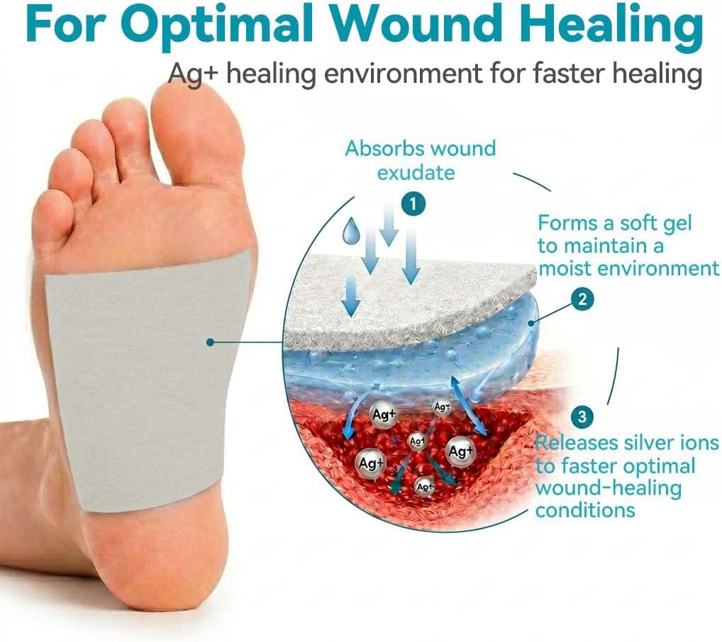 Detalle de Dimora Upgrade Silver Calcium Alginate Wound Dressing (4'' x 4'') – Antibacterial Non-Stick Gauze, Sterile Absorbent Pads, 5 Packs