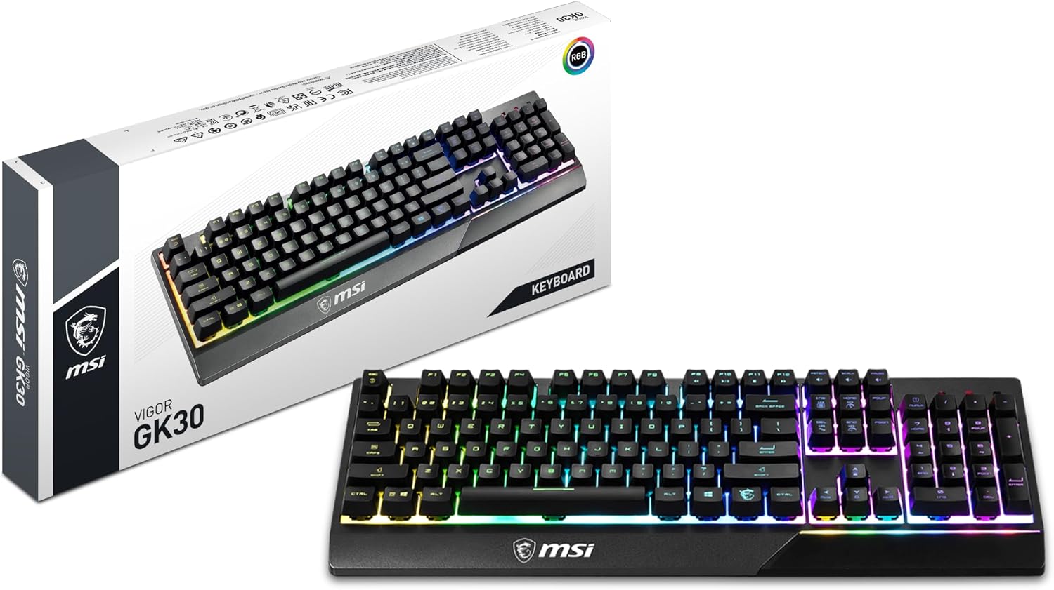 Detalle de MSI Vigor GK30 gaming keyboard 6-zone ⌨