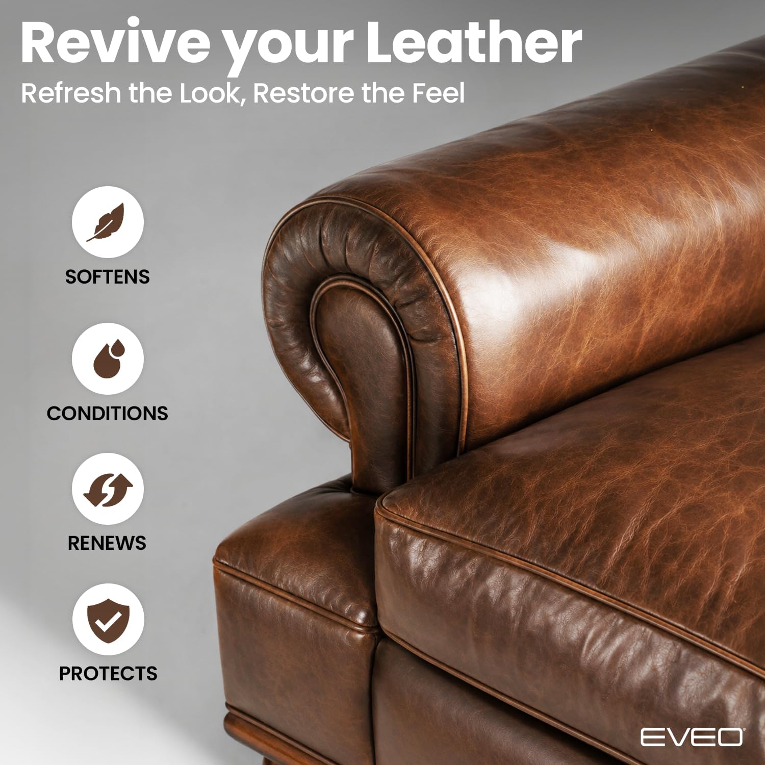 Detalle 2 de EVEO CAC6 Leather Wipes, 4-in-1 Cleaner and Conditioner, 80 Count