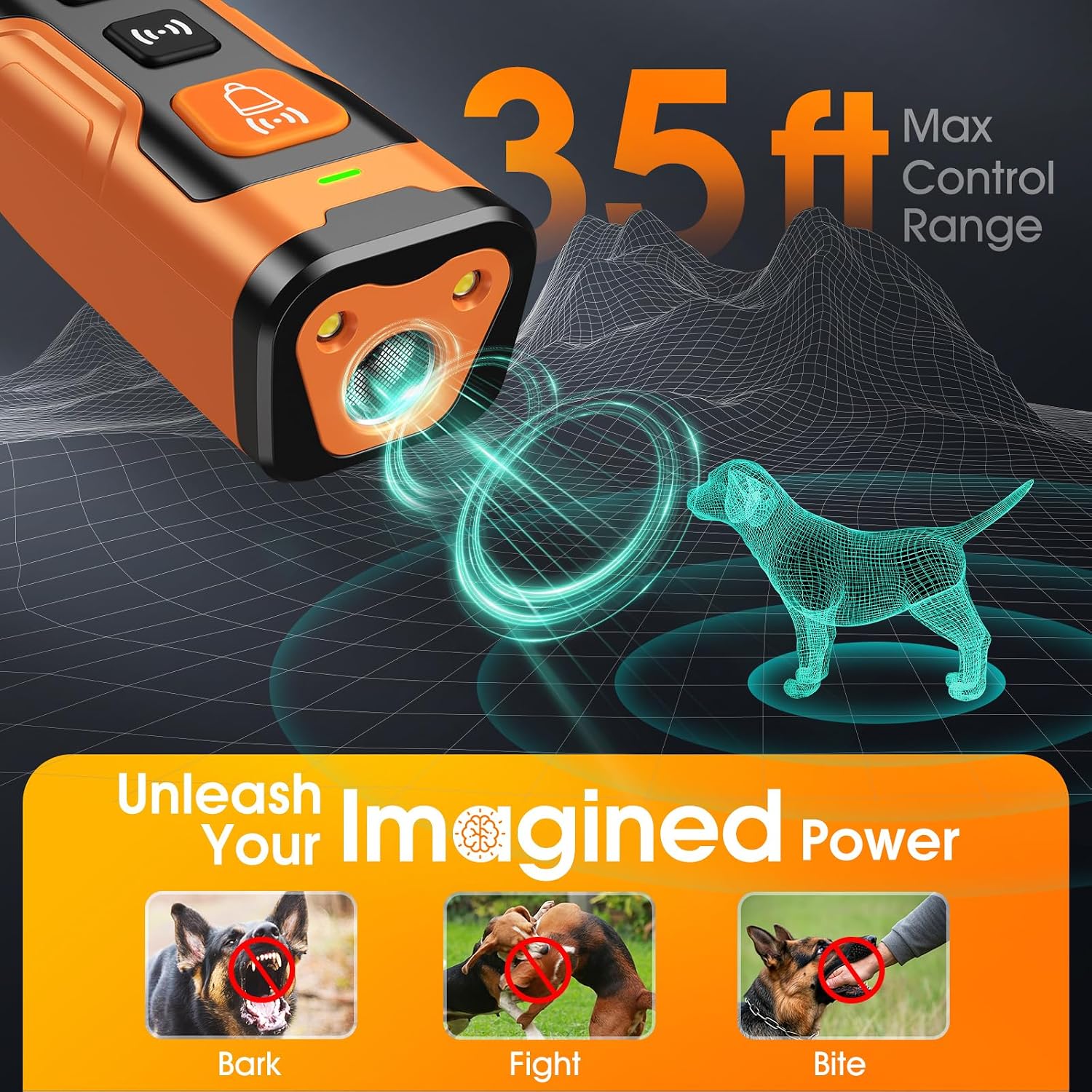 Detalle de QVNNVQ Ultrasonic Dog Bark Deterrent 4 Modes