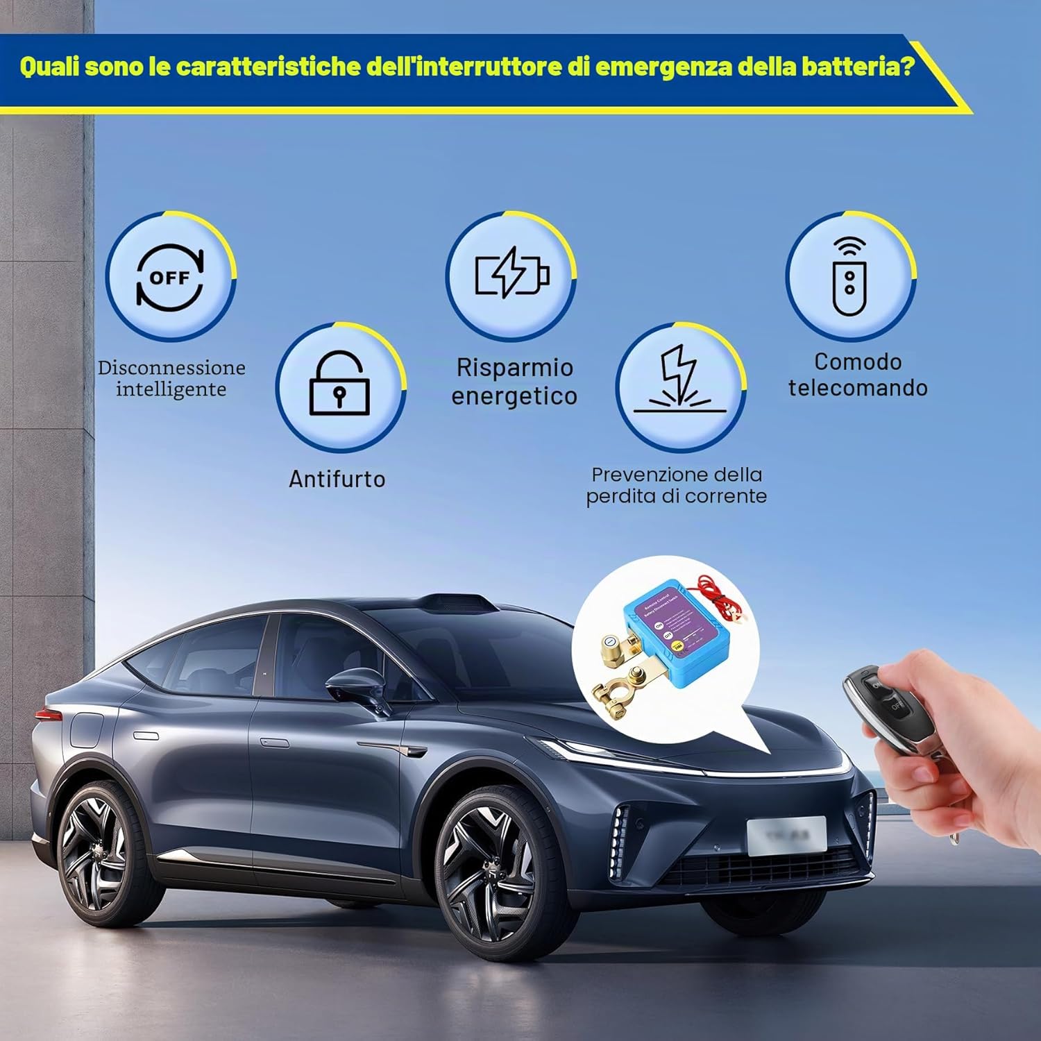 Detalle de Stacca Batteria BOSYTRO 12V 240A con telecomando – protezione auto, RV, barca e più