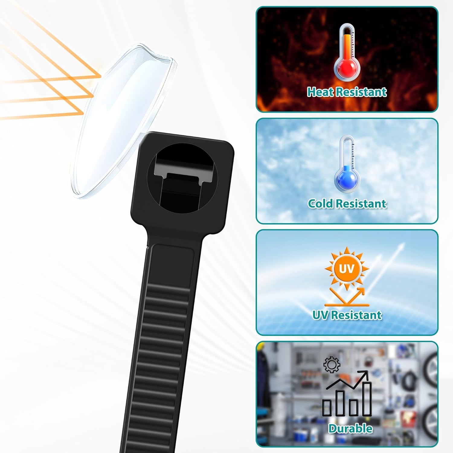 Thumbnail 3 de 1200 Fascette in Plastica Nere 4 Misure – Resistenza e Autolock per Cavi, Giardinaggio e Progetti fai da te