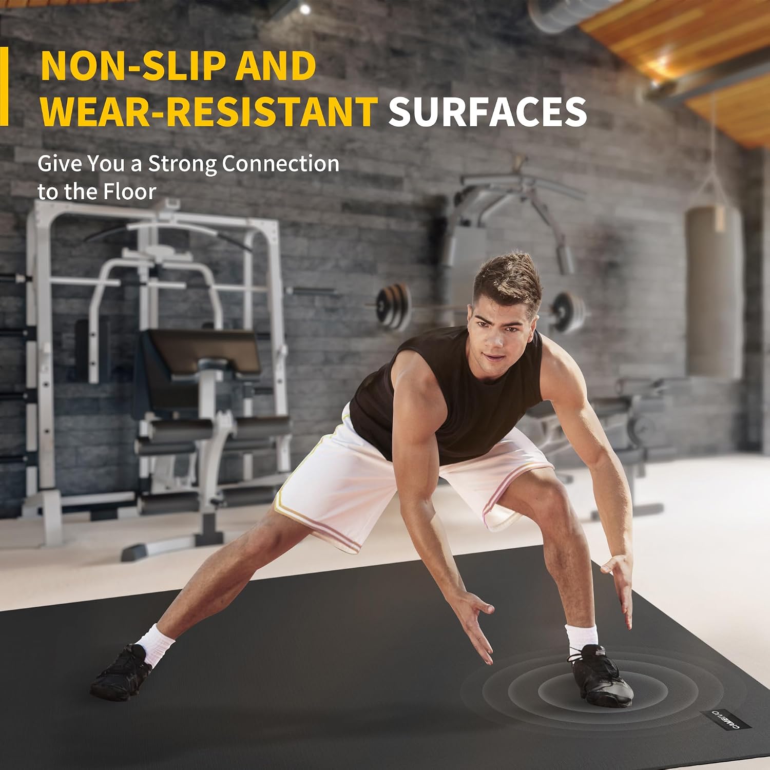 Detalle de CAMBIVO 6x4 ft Large Exercise Mat, 7 mm Non-Slip PVC, Shoe-Friendly