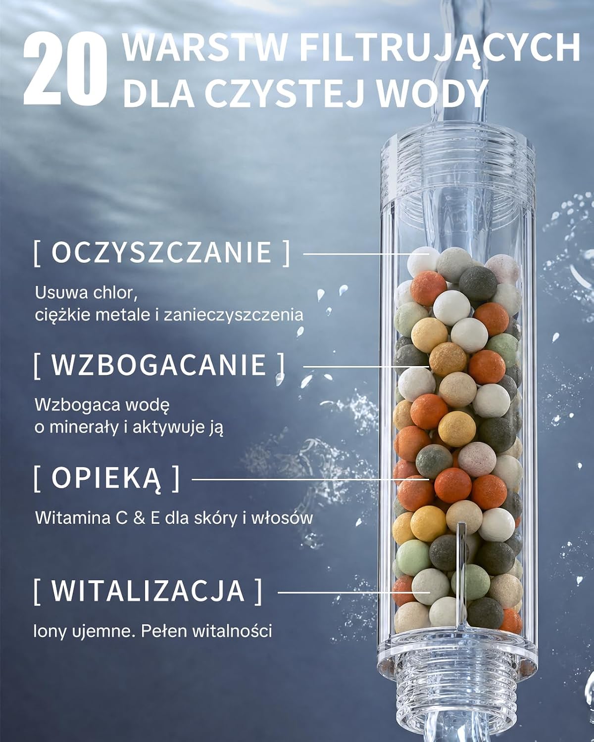 Detalle 2 de OFFO słuchawka prysznicowa 13 cm, 6 strumieni i filtr antykamienny