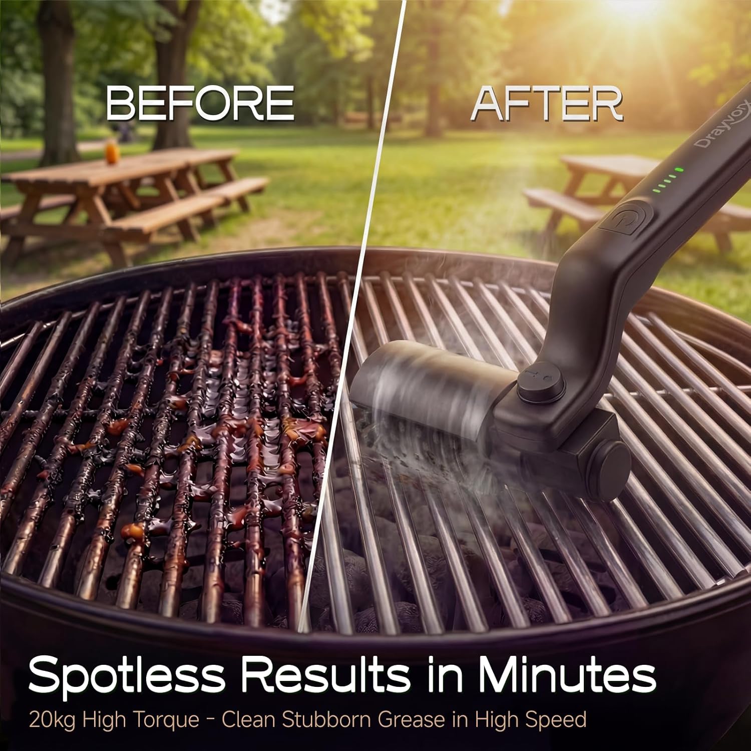 Thumbnail 2 de Drayvorx Electric Grill Brush with 3 Speeds, Type-C Rechargeable, 20kg Max Torque BBQ Cleaner