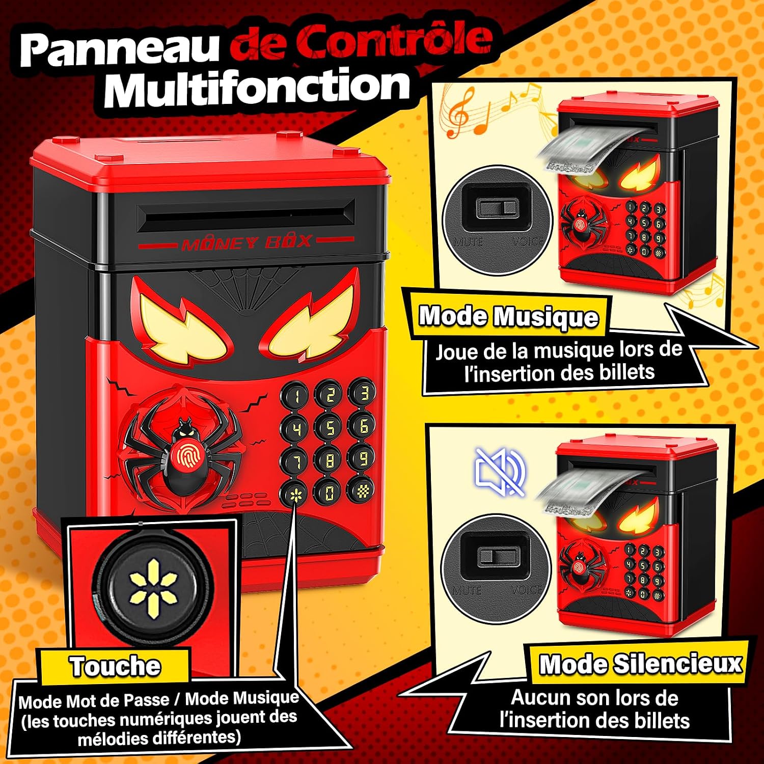 Thumbnail 3 de Ltteaoy LT952RK interactieve spaarpot met spin, codeslot en vingerafdrukknop