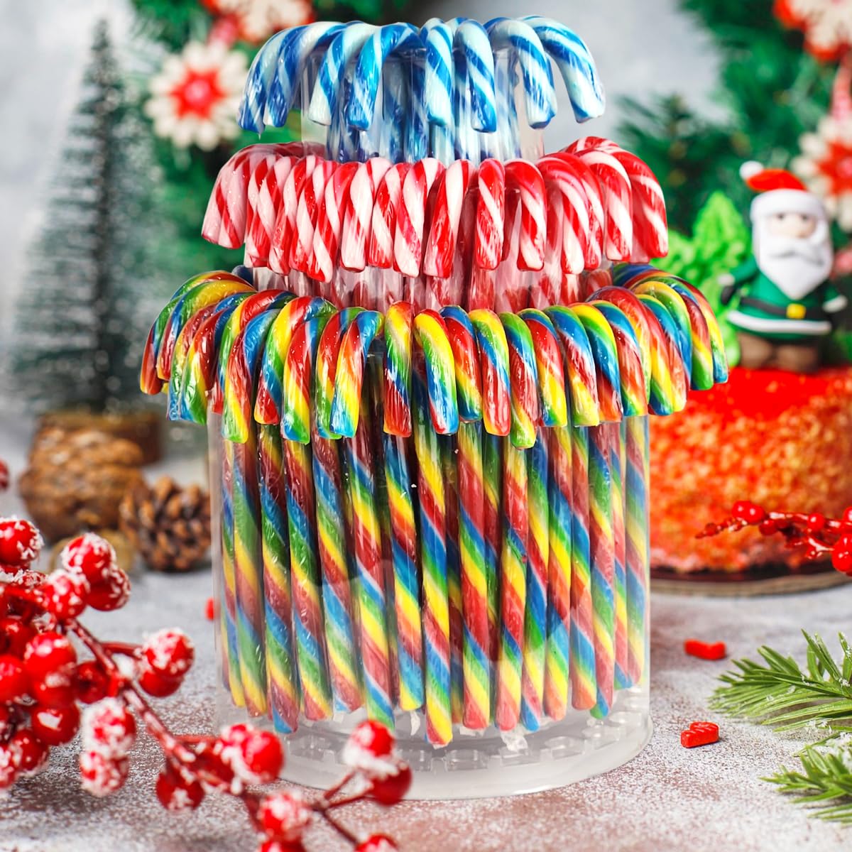 Detalle 2 de Yumzo Christmas Candy Canes, 100 Count, Individually Wrapped Assorted Flavors