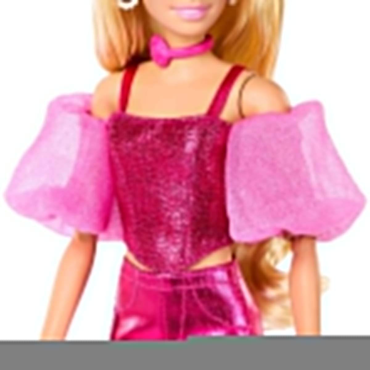 Thumbnail 1 de Barbie Deluxe Style n. 5 JFP40 con abito rosa metallizzato, top a corsetto scintillante e accessori