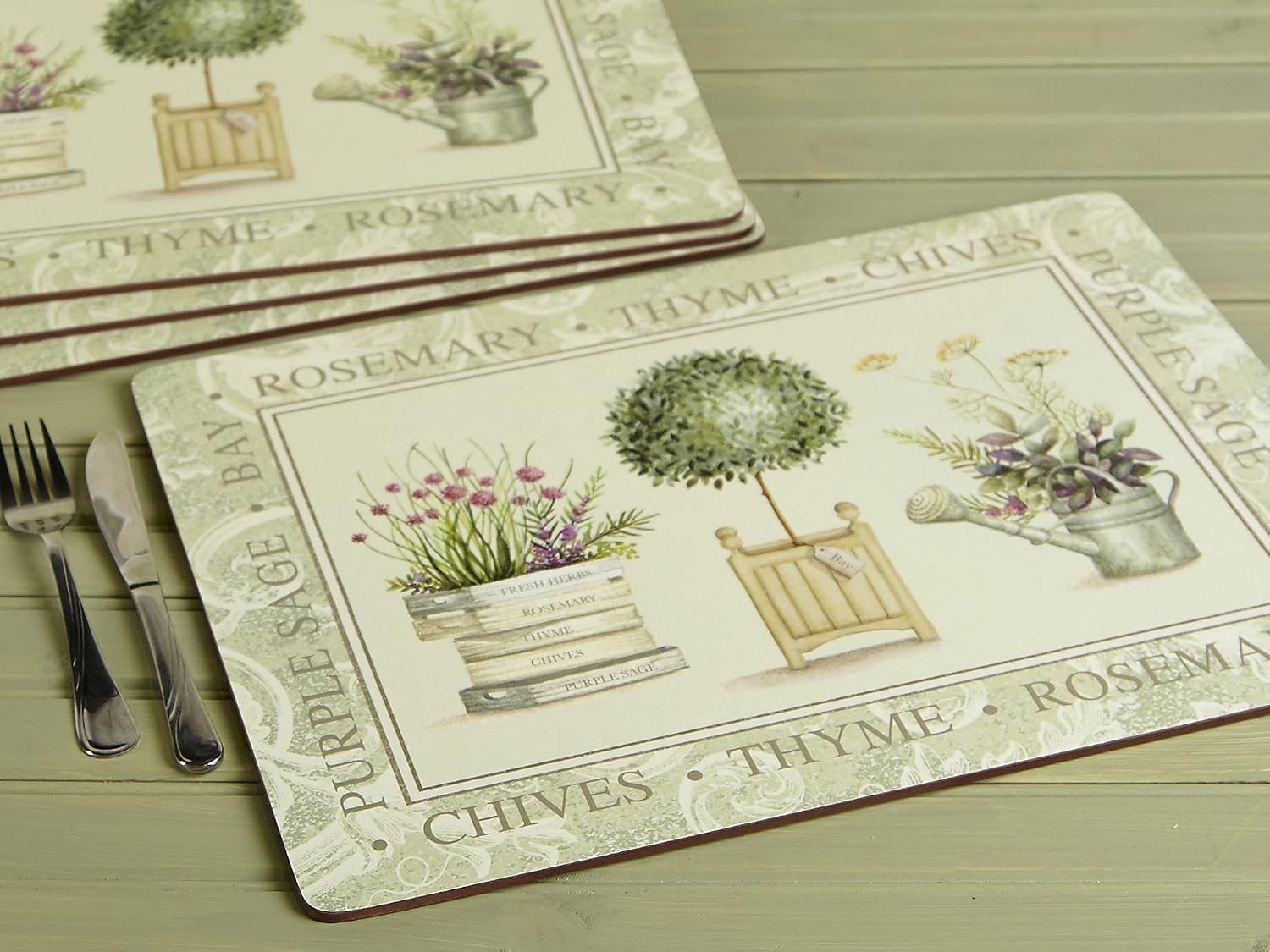 Detalle 2 de Creative Tops Topiary Cork-Backed Placemats, Set of 4, Multi-Colour, 40 x 29 cm