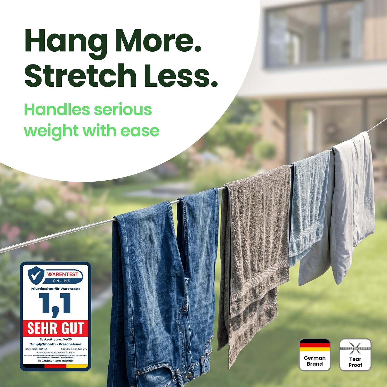 Detalle de SimplySmooth Clothes Line 30m – Steel-Core, Extra Strong and Stable