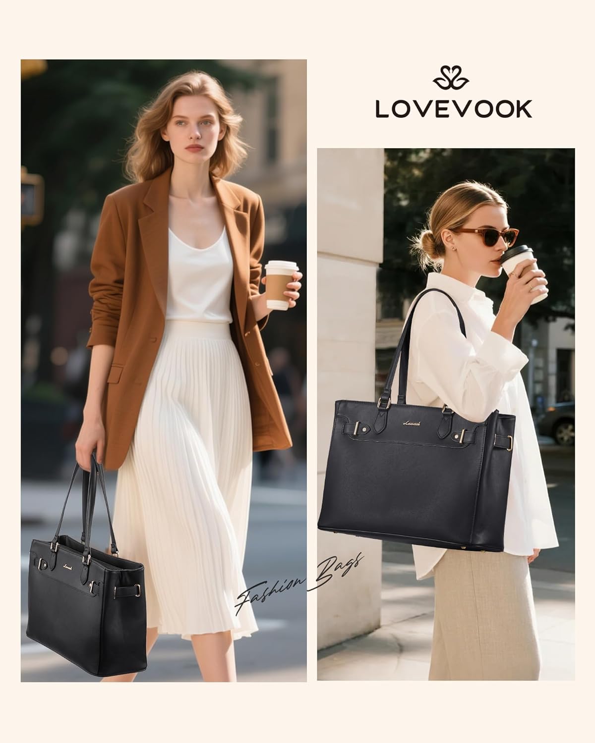 Thumbnail 1 de LOVEVOOK Damen Mittelgroße Shopper-Tasche für 15,6 Zoll mit Laptopfach (PU-Leder, wasserdicht & kratzfest)