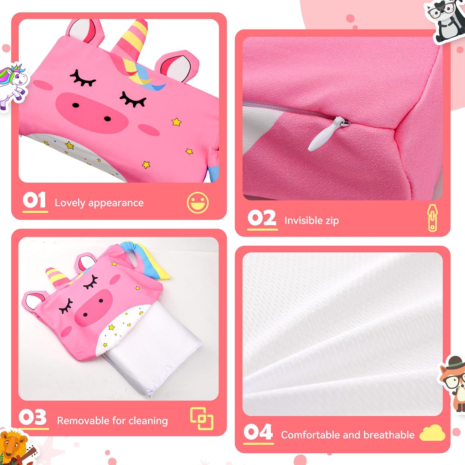 Thumbnail 2 de YAOZUP Cuscino Memory Foam per Bambini (3-10 anni) con federa Unicorno, 45×27×5/7 cm