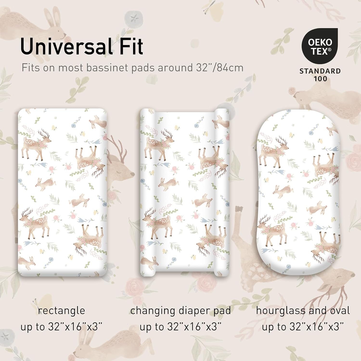 Thumbnail 1 de GLLQUEN BABY 4Pack Moses Basket Fitted Sheets 81x41x8cm