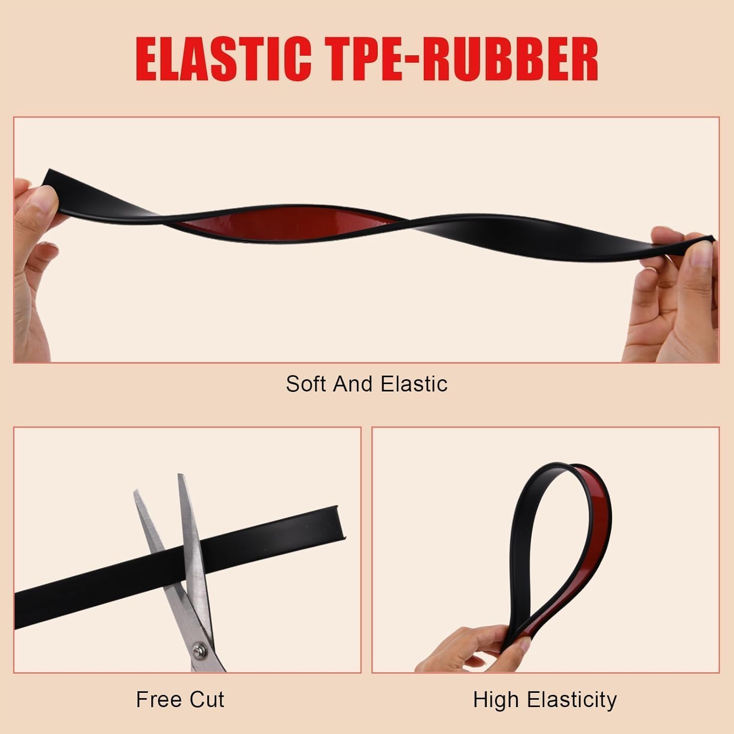 Thumbnail 4 de Flintronic 10m x 16mm U-Shape Flexible Furniture Edge Banding (Black) – self-adhesive TPE trim