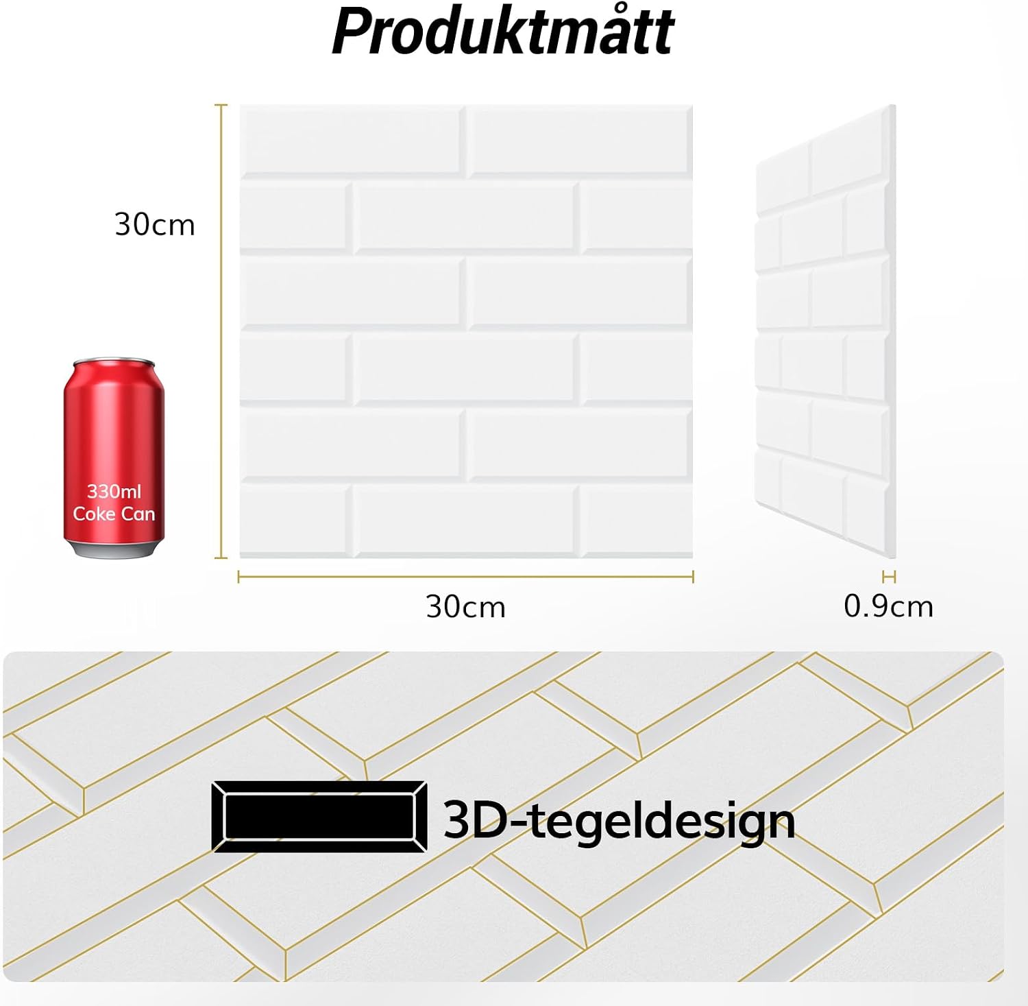 Detalle de TONOR 25042 självhäftande akustikpaneler med tegelmönster, 18 st