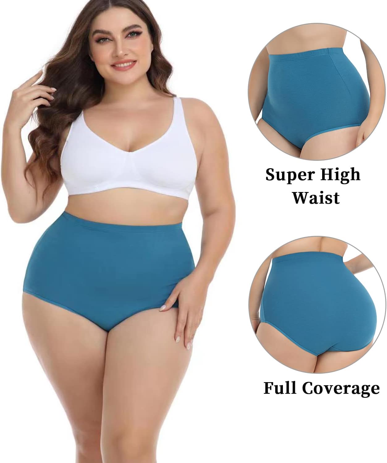Detalle 2 de wirarpa Damen-Slips aus Baumwolle, super hohe Taille – 4er Pack