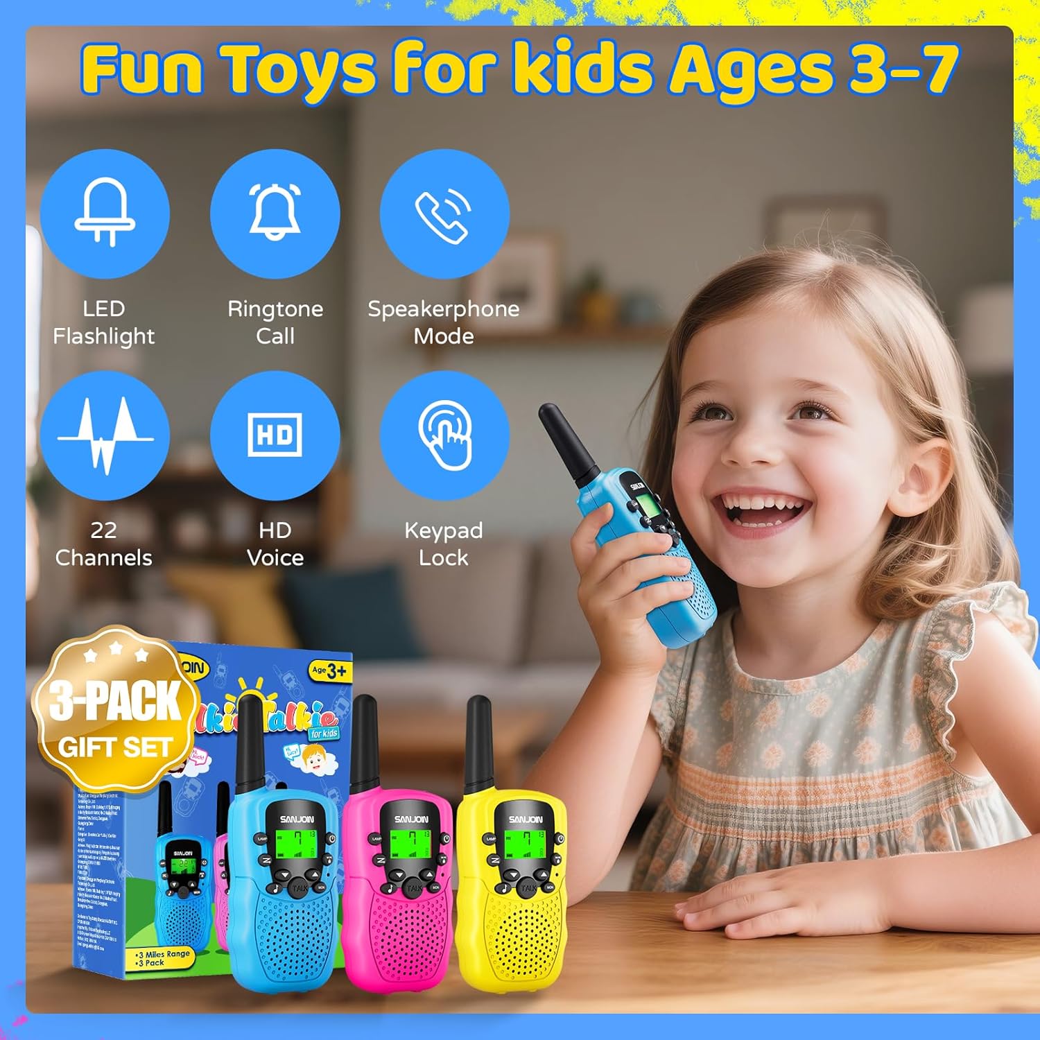 Thumbnail 4 de Rechargeable Kids Walkie Talkies (2000mAh) for Ages 3–12 — 2-Way Radios with Long-Lasting Battery