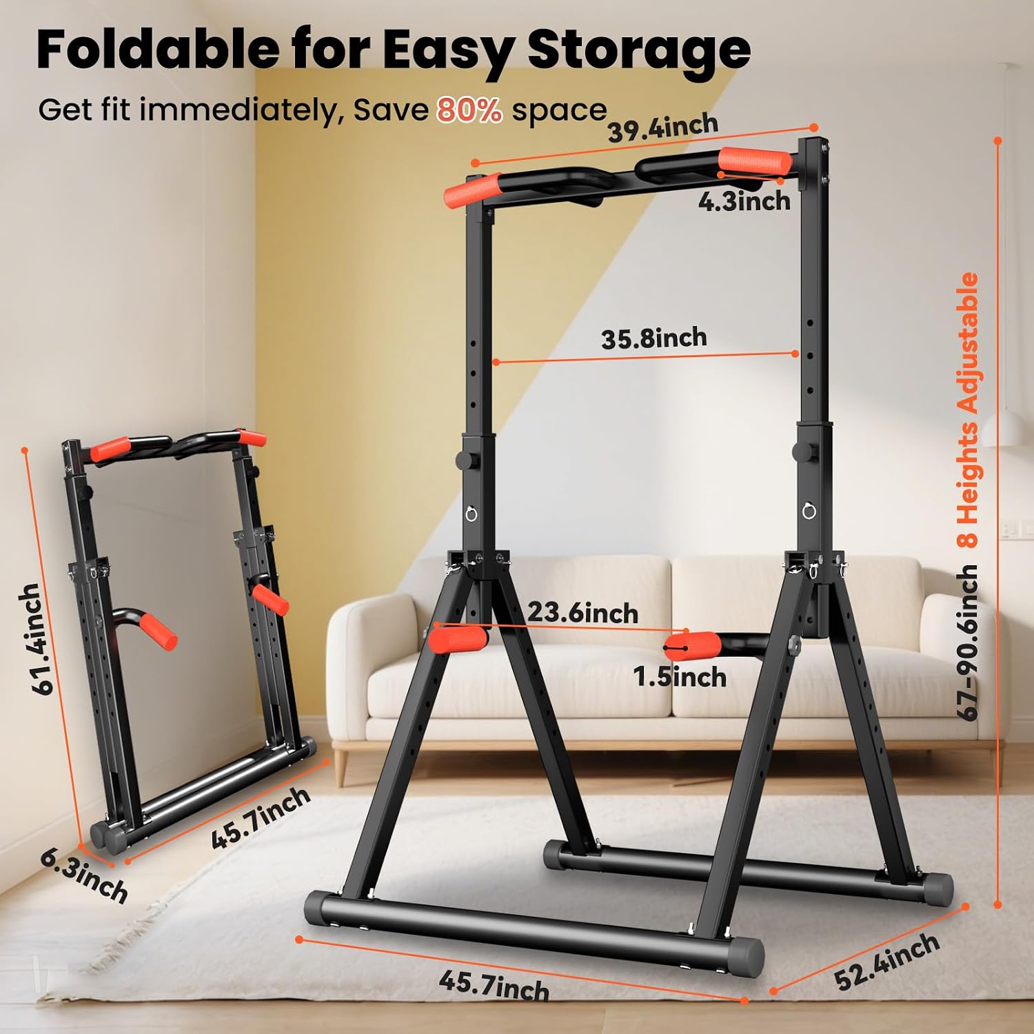 Thumbnail 3 de WATBKHE Power Tower Pull Up Dip Station Foldable: Multi-Function Home Gym