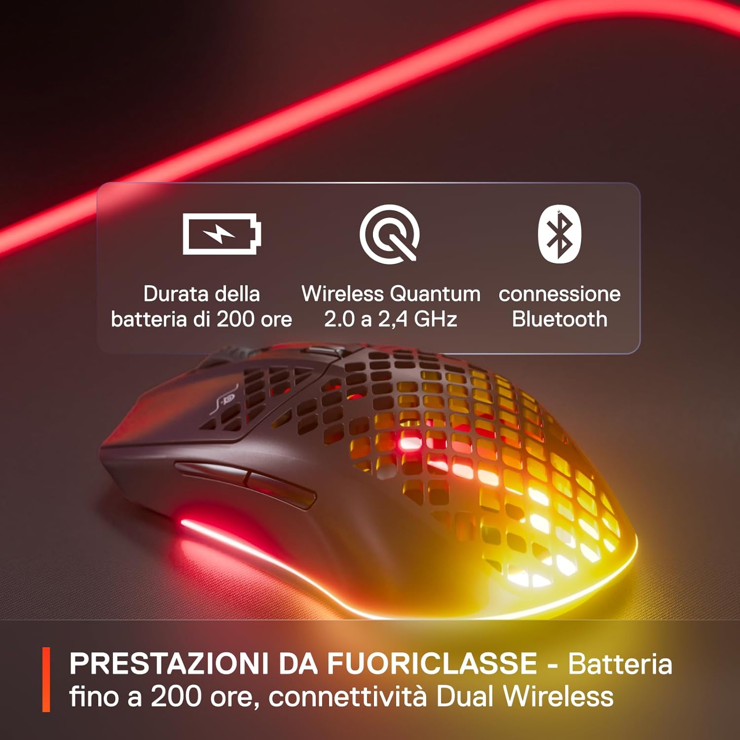 Thumbnail 6 de SteelSeries Aerox 3 Wireless Onyx (2022) da 68 g: mouse gaming ultra leggero con 2,4 GHz e Bluetooth