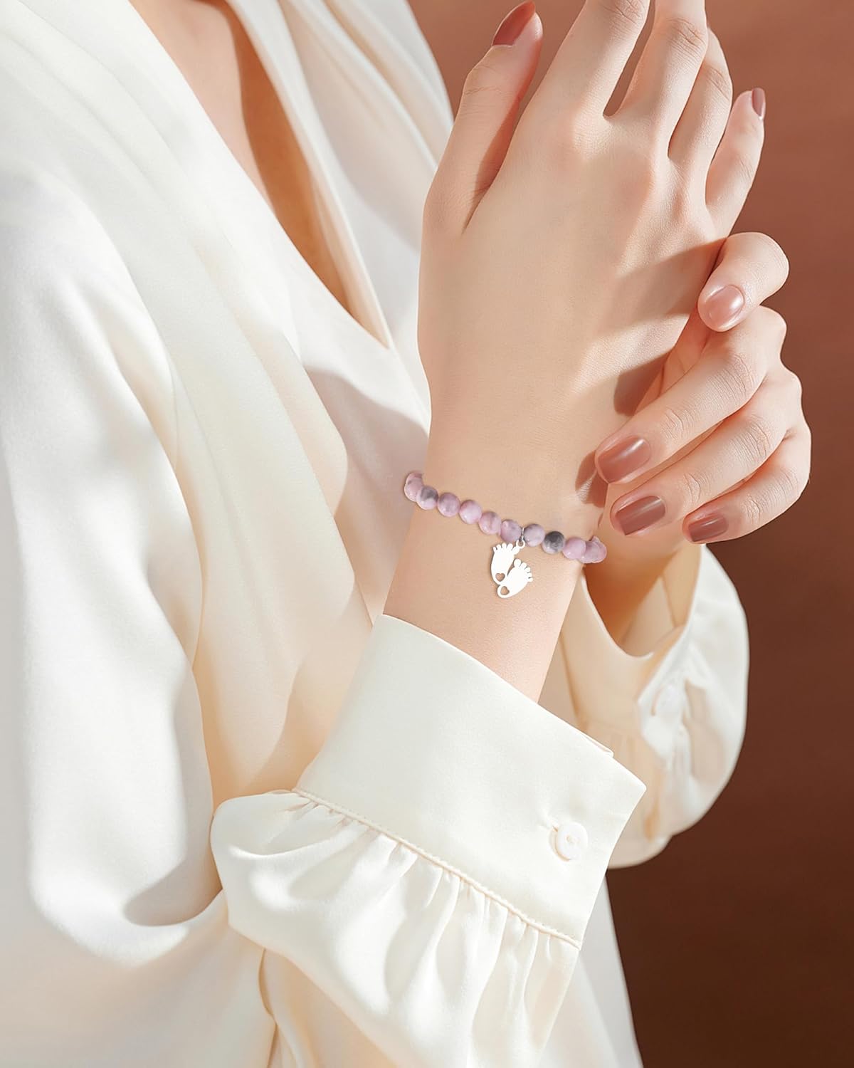 Thumbnail 5 de Bracelet CheersLife pour Femme – Pierre naturelle 8 mm, cadeau original pour future maman et toutes les occasions