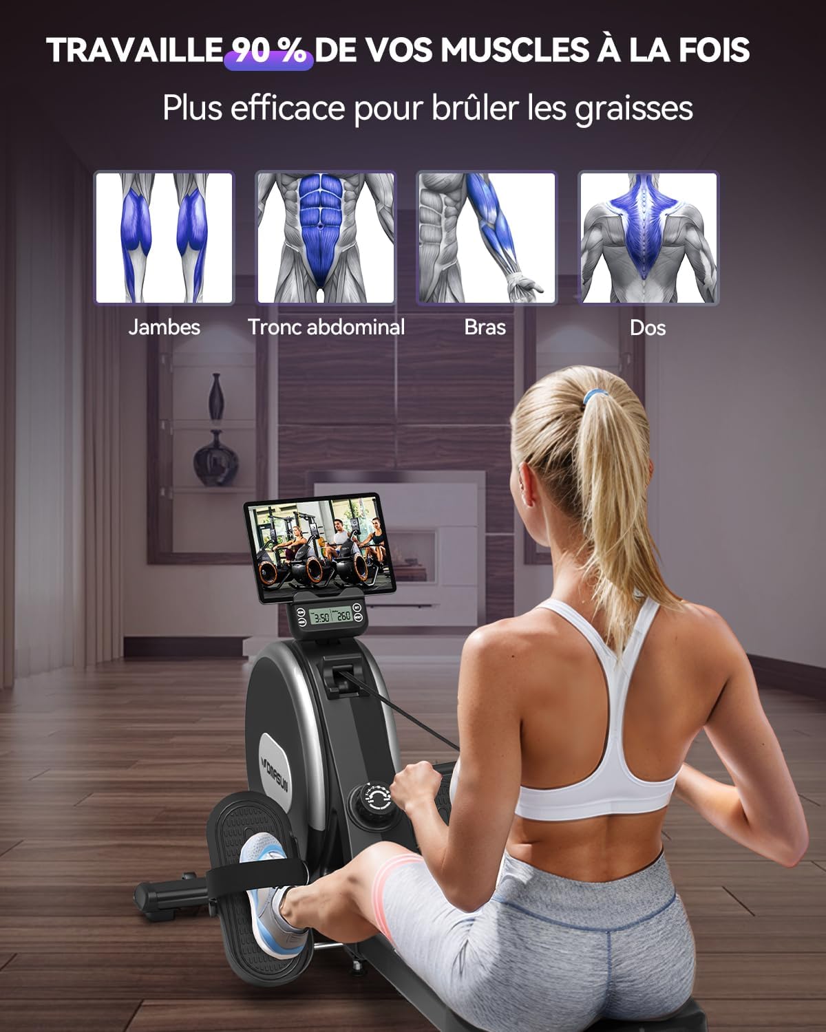 Thumbnail 2 de DMASUN Rameur Musculation 16 Niveaux Magnétique