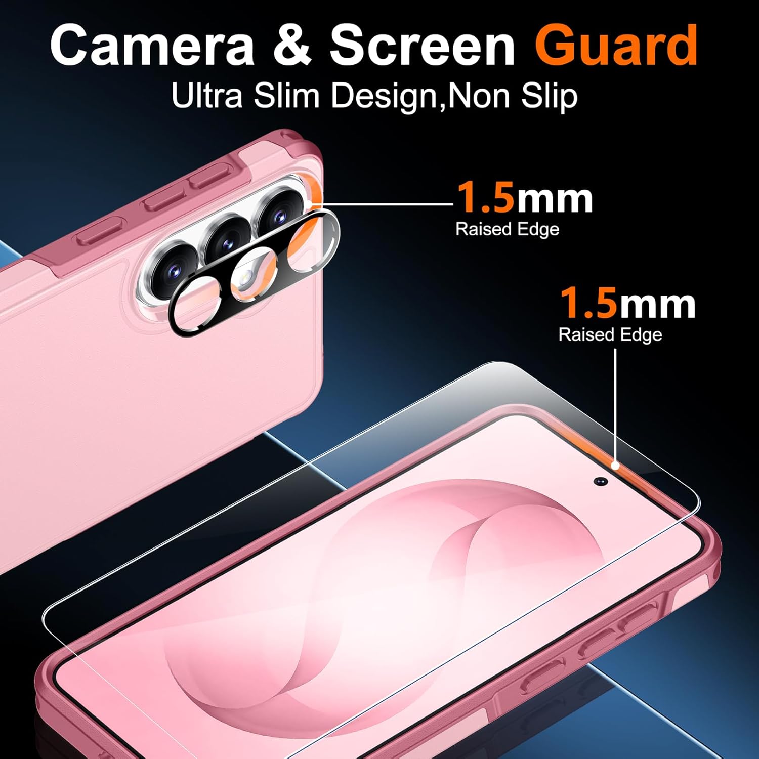Thumbnail 4 de SPIDERCASE Heavy-Duty Case for Samsung Galaxy S26 Plus (Light Pink) — 2-Pack with Tempered Glass Screen Protector and Camera Lens Protector