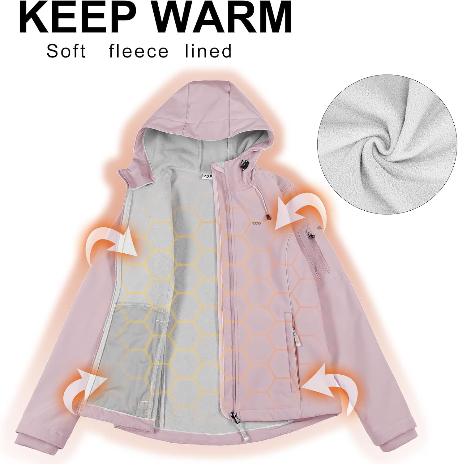 Detalle de 33,000ft Women's Softshell Jacket, 3-Layer Fleece Lining and Adjustable Hood